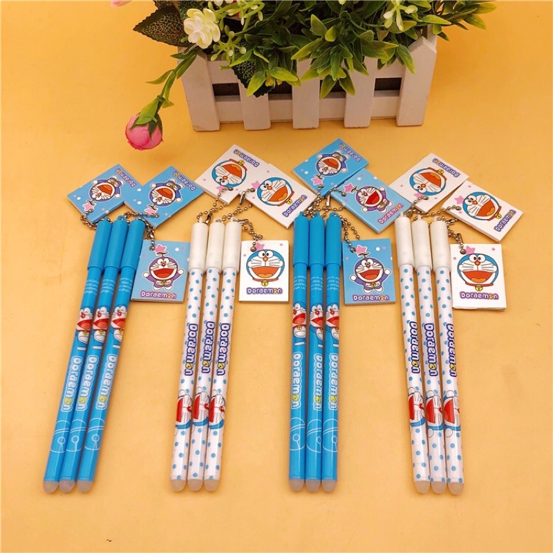 Bút bi nước móc sổ Đoremon mực xanh tẩy được