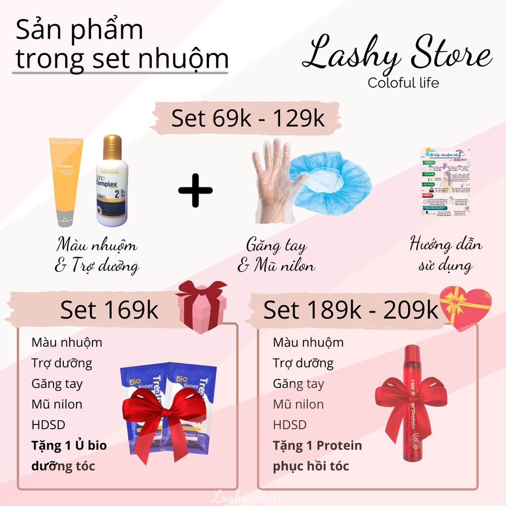 Combo Thuốc nhuộm tóc HỒNG PASTEL - Kèm oxy trợ nhuộm - Lên màu chuẩn