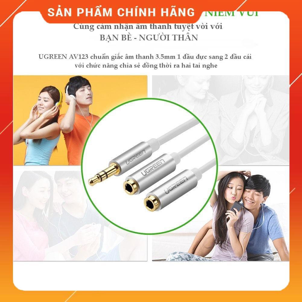 Dây Audio 3.5mm đực chia 2 cổng 3.5mm cái (2 tai nghe) đầu nhôm dài 20cm dailyphukien