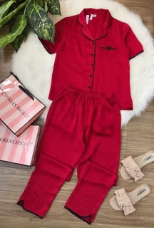 Bộ lụa mặc nhà tay ngắn quần dài