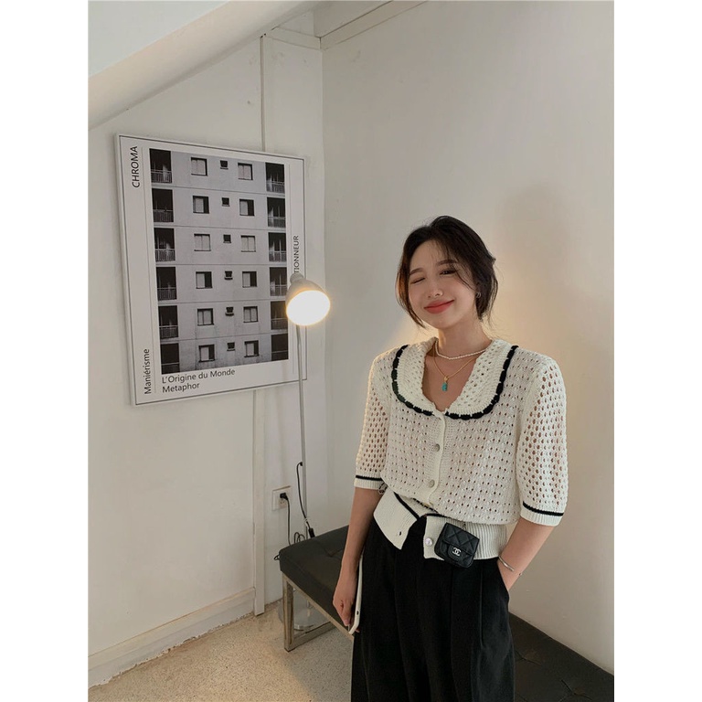 Áo Sweater Ngắn Tay Dáng Rộng Thời Trang Xinh Xắn