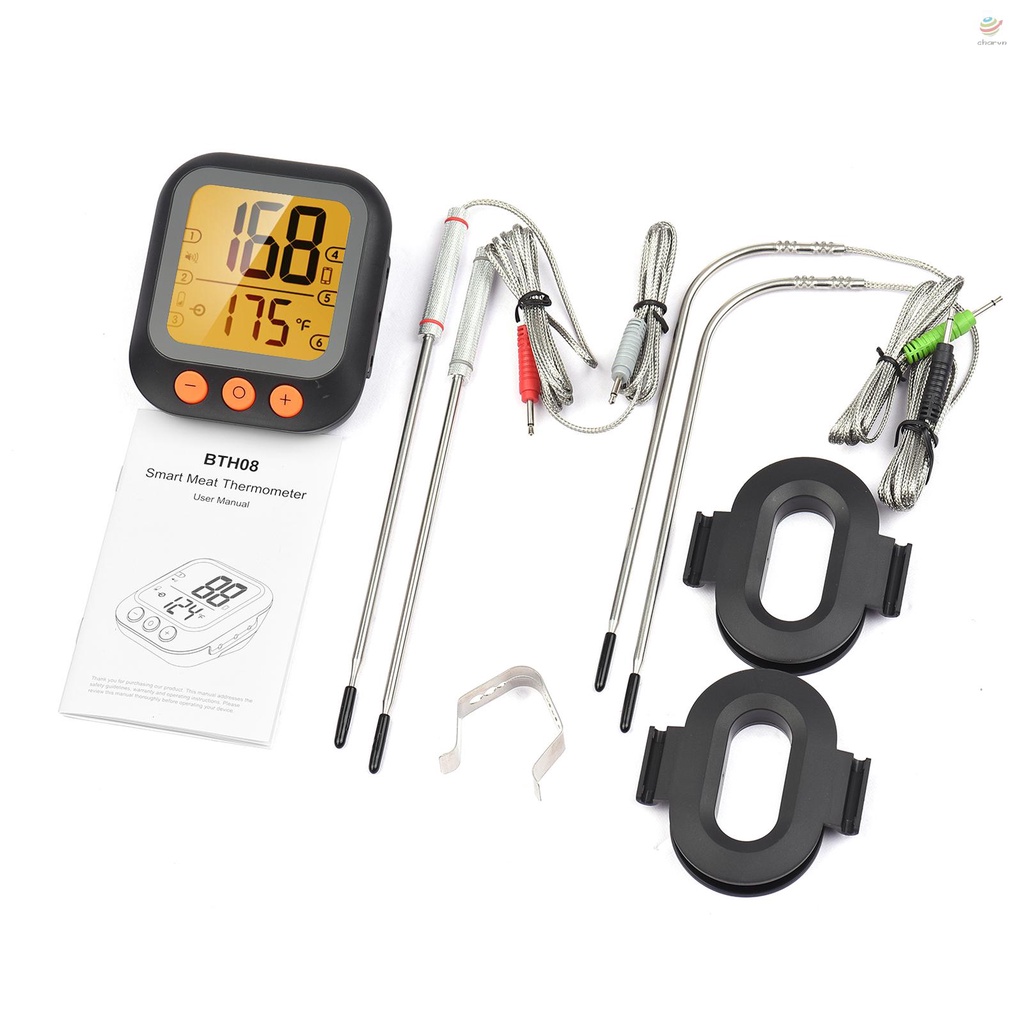 Nhiệt Kế Thông Minh Với 4 Đầu Dò Màn Hình LCD Kỹ Thuật Số 262ft BT Điều Khiển Hẹn Giờ Cho Đồ Nướng Barbeque