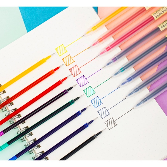 Bút gel nhiều màu DELI 8 màu kèm 8 ống mực thay thế 0.5mm 33160