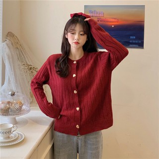 Áo len tay dài nút trái tim-shopforgirl