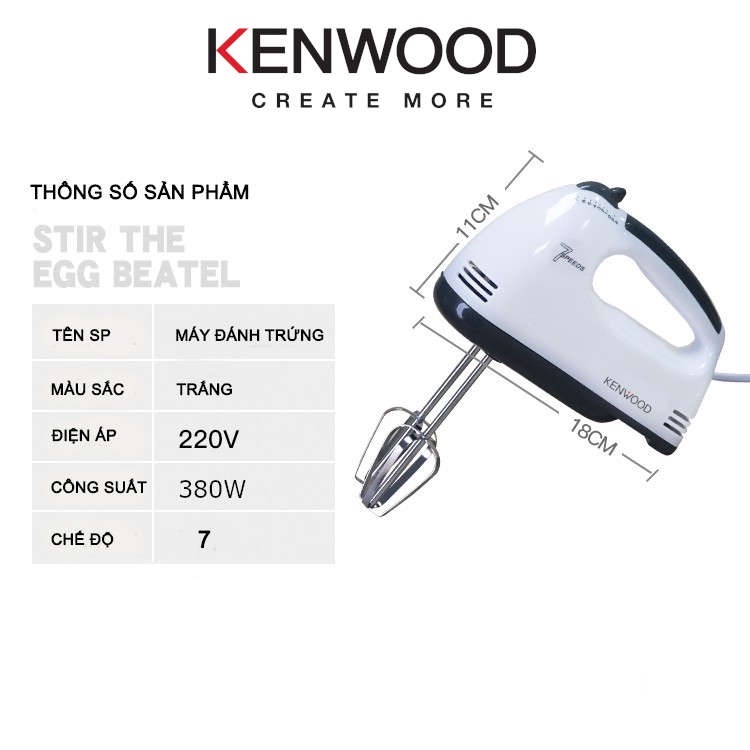 Máy Đánh Trứng Đa Năng Cầm Tay Kenwood - Đánh Trứng, Bột Nhanh Chóng 7 Chế Độ - Công Suất Lớn 380W - Hàng Chính Hãng