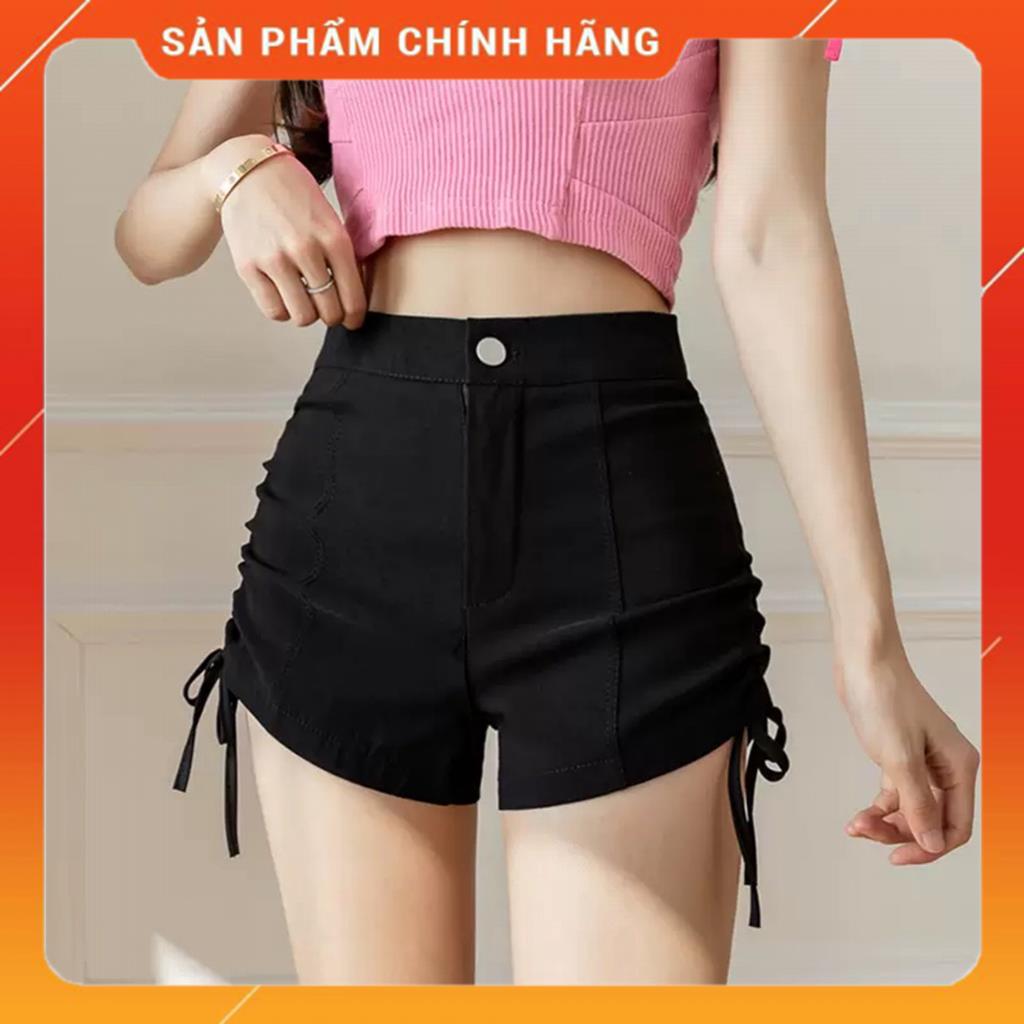 Quần short đùi nữ rút dây 2 bên, quần sooc lưng cao dáng ôm co giãn phong cách Hàn Quốc MSP77958 | BigBuy360 - bigbuy360.vn