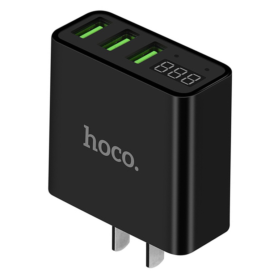 Củ sạc 3 cổng Hoco C15 QC 3.0A đèn Led báo được thiết kế dạng chấu dẹt theo tiêu chuẩn quốc tế