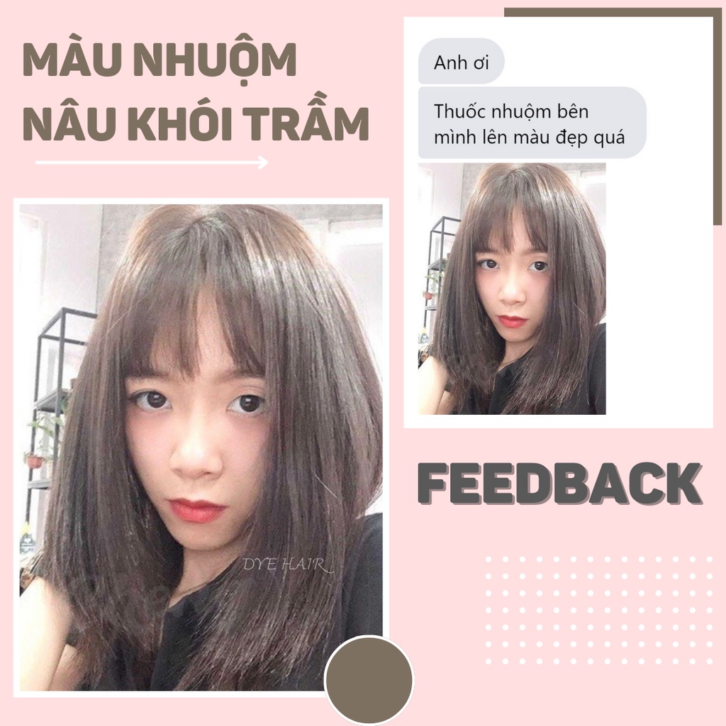 Thuốc nhuôm tóc, thuốc nhuộm tóc NÂU KHÓI , DYE HAIR, tặng kèm oxy trợ dưỡng và bao tay