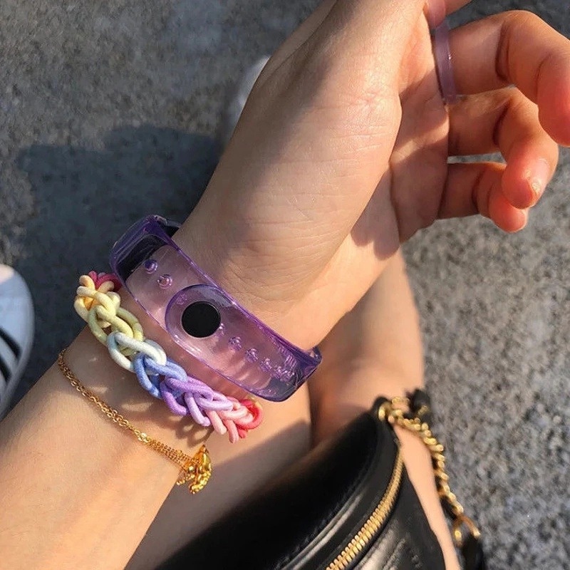 XIAOMI Dây Đeo Thay Thế Trong Suốt Thay Đổi Màu Sắc Độc Đáo Cho Mi Band 7 6 5 4 3