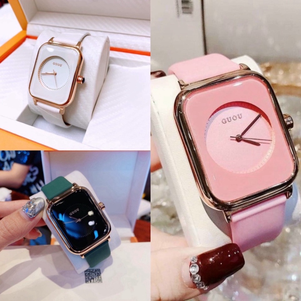 Đồng hồ nữ guou quai silicol mặt chữ nhật phiên bản cao cấp[ BH 12 THÁNG 1 ĐỔI 1 MIỄN PHÍ] | BigBuy360 - bigbuy360.vn
