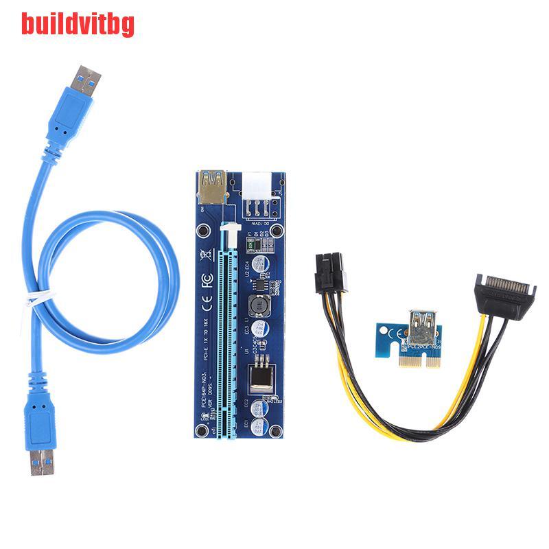 {buildvitbg}PCI-E Riser 1X to 16X Riser Card 60CM USB 3.0 PCI-E SATA to 6Pin Power Cable GVQ