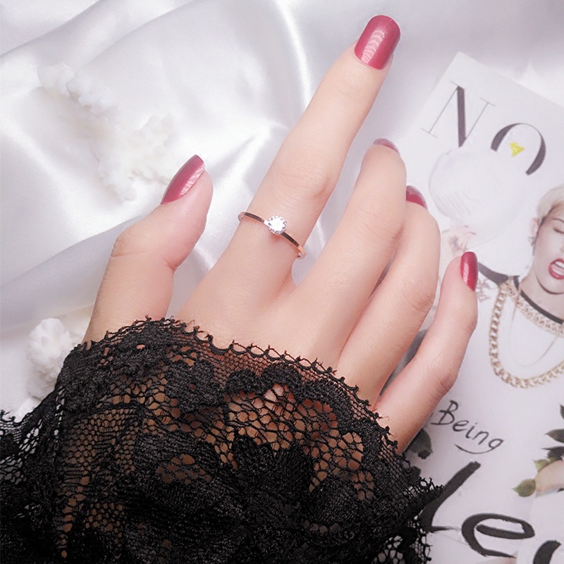 Nhẫn titan nguyên chất không gỉ thiết kế đơn giản phong cách Hàn Quốc dành cho bạn nữ