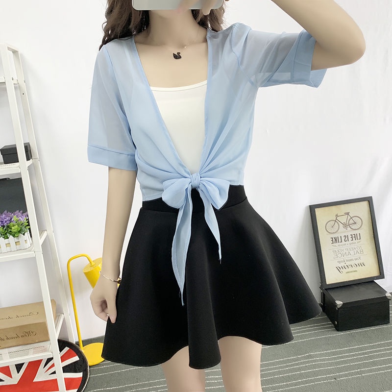 Áo Khoác Voan Tay Ngắn Chống Nắng Thời Trang Mùa Hè Cho Nữ