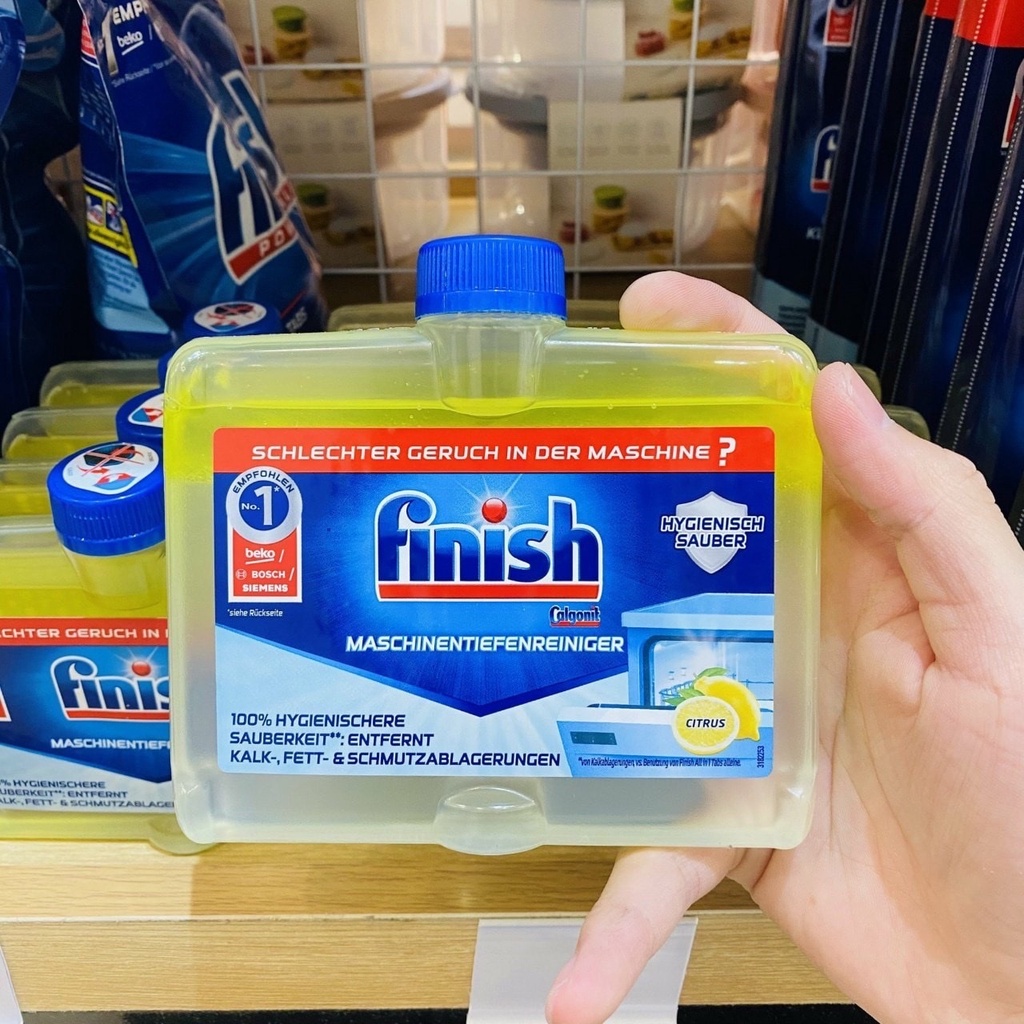 Nước vệ sinh máy rửa bát Finish, chai dung dịch vệ sinh máy rửa bát finish, nước tẩy cặn máy rửa bát chai 250ml