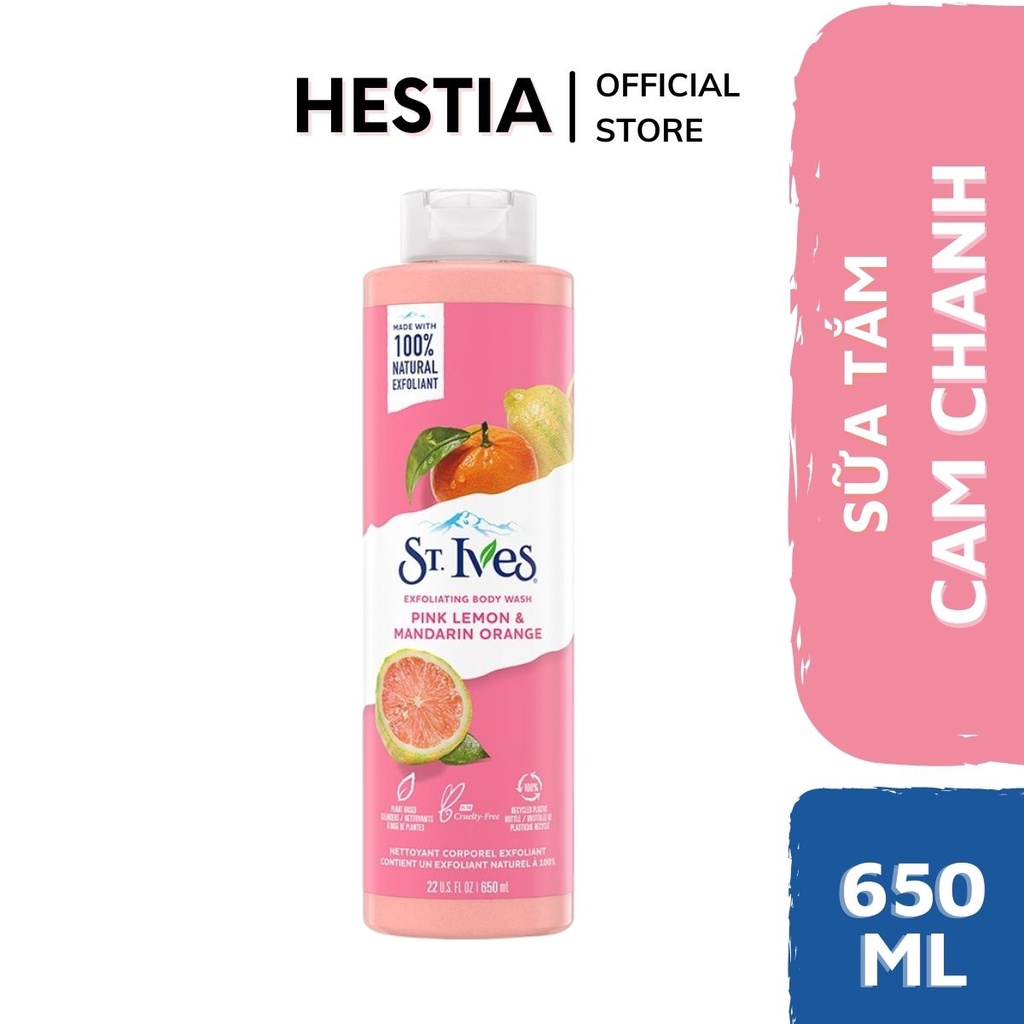 Sữa tắm st ives hương yến mạch bơ, cam chanh, muối biển giúp dưỡng ẩm 650ML sắc đẹp Hestia