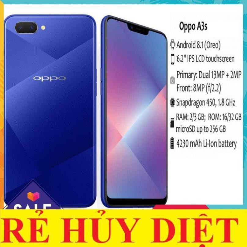 điện thoại Oppo A3s ram 3G/32G 2sim mới Fullbox- màn hình tai thỏ thời thượng