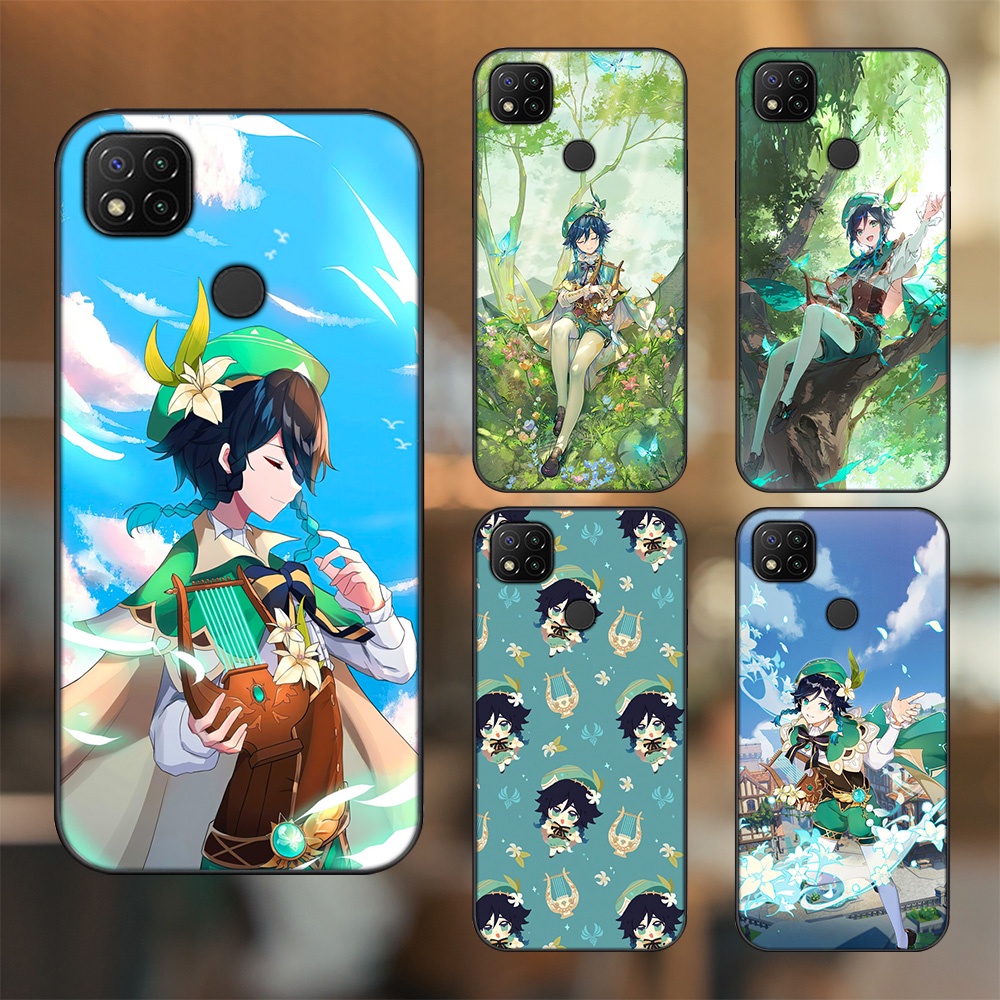 Ốp lưng Xiaomi Redmi 9C viền đen in hình Venti Genshin Impact