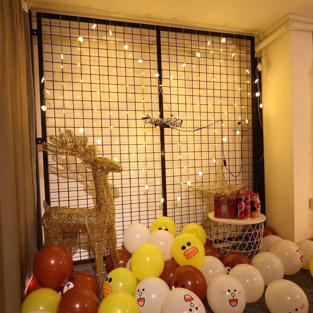 Đèn Led Rèm Trái Tim Trang Trí Đám Cưới, Đèn Nháy Hình Trái Tim Dài 2M X 1,5M Tỏ Tình, Trang Trí Valentine Lãng Mạn