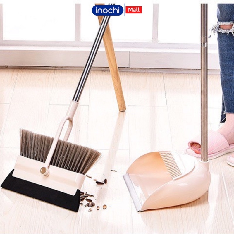 Chổi Quét Nhà Kèm Hót Rác đa năng thông minh Cao Cấp Inochi có gạt nước, XOAY 360 độ, lọc lông tóc