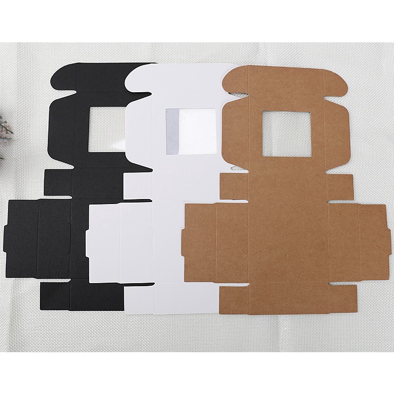 Hộp giấy cứng kraft tháo lắp có lớp nhựa trong kích thước 65x65x30mm