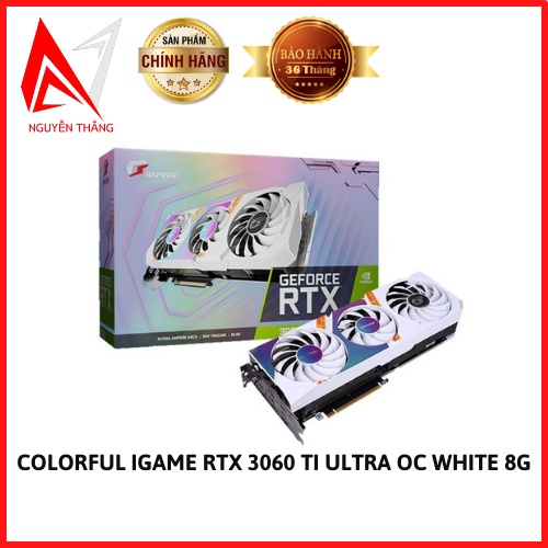 Vga card màn hình COLORFUL IGAME RTX 3060 TI ULTRA OC WHITE 8G-V (8GB GDDR6, 256-BIT, HDMI +DP, 1X8-PIN) NEW