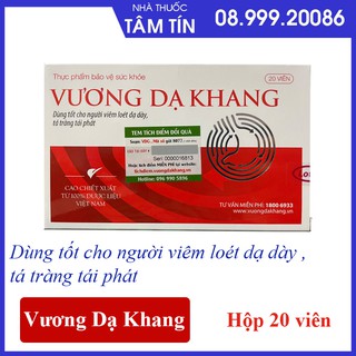 Vương Dạ Khang - Dùng tốt cho người viêm loét dạ dày, tá tràng tái phát - Hộp 20 viên