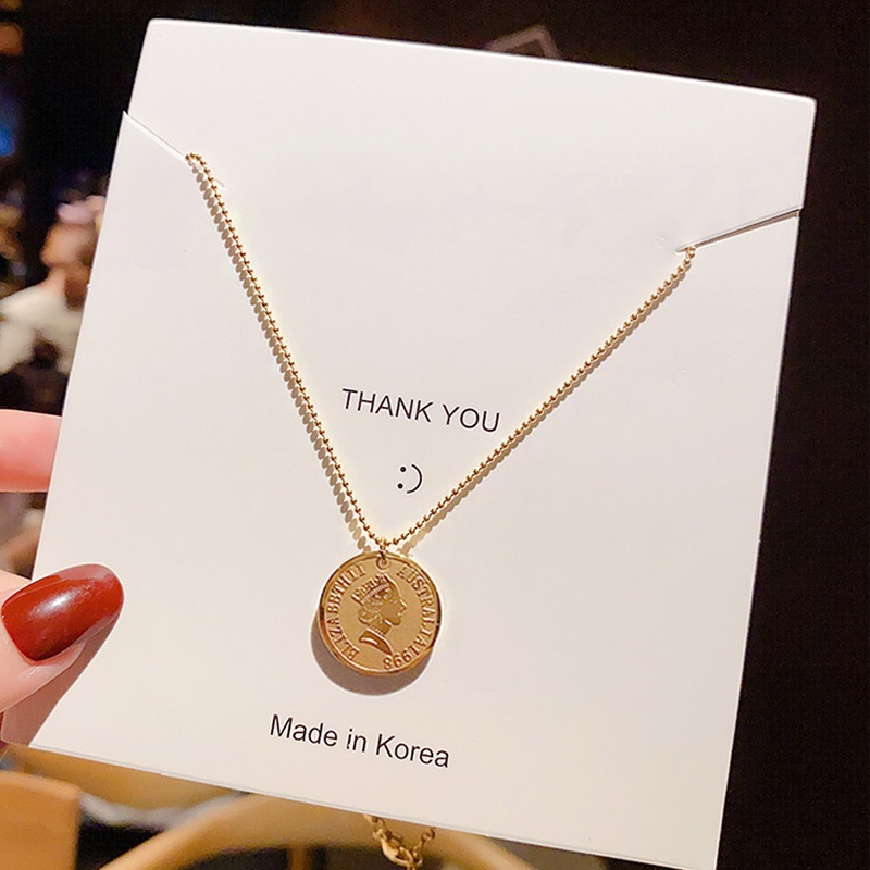 Vòng cổ Mặt Đồng Xu Phong Cách Retro Thời Trang Hàn Quốc