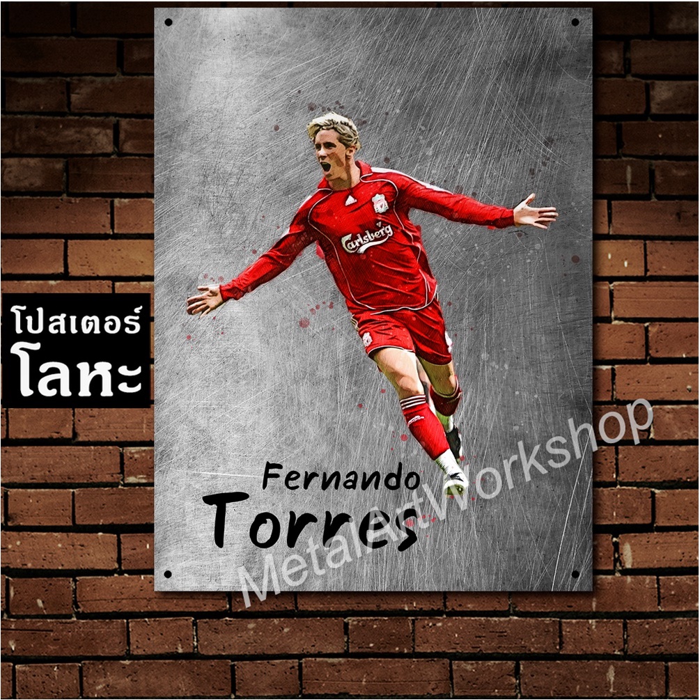 Fernando Torres Liverpool Kim Loại Poster Màn Hình Trầy Xước Ký Hiệu Cầu Thủ Bóng Đá Huyền Thoại