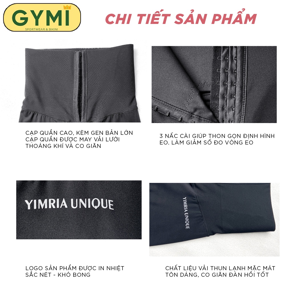 Quần tập gym yoga nữ gen bụng Latex chất thun lạnh GYMI QL10 dáng thể thao quần ngố lửng đàn hồi cạp cao 20cm