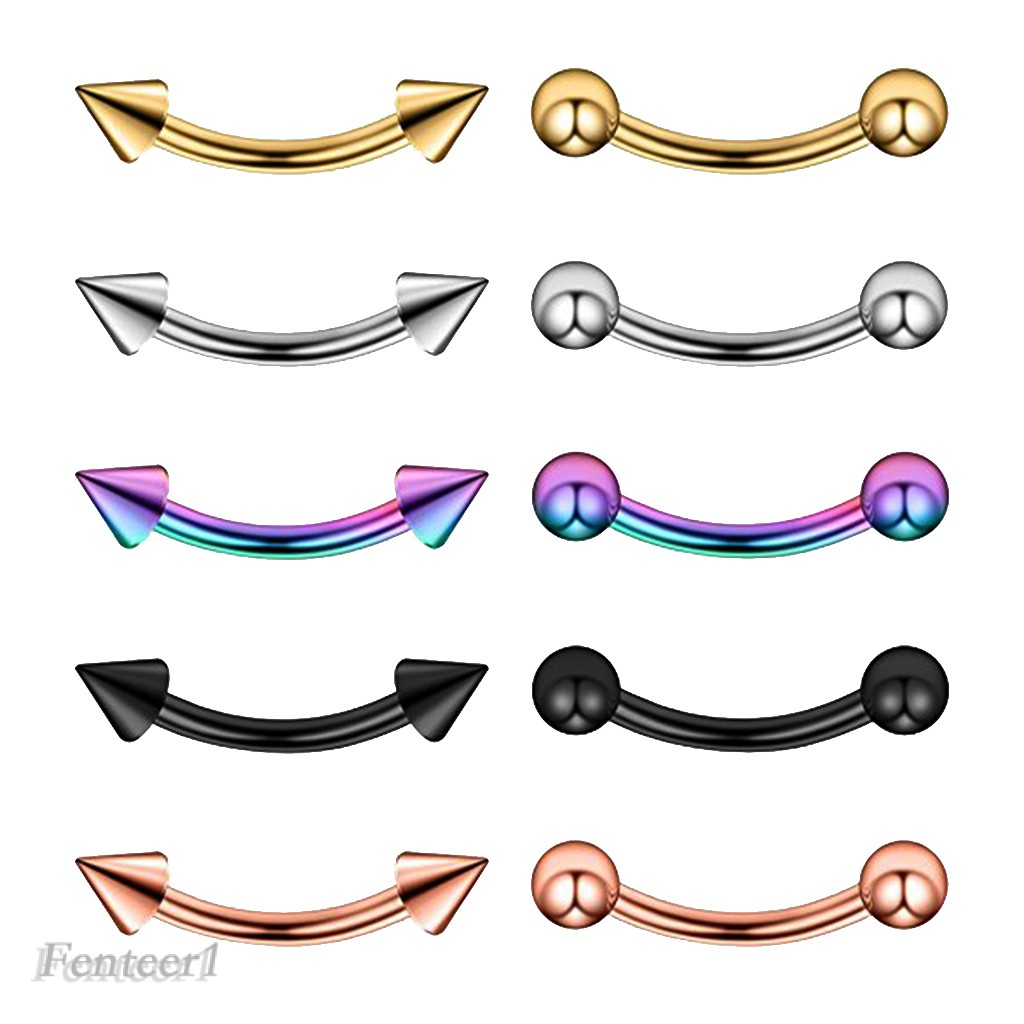 [Fenteer1] Set 10 Khuyên Xỏ Cơ Thể / Lông Mày / Môi / Tai / Gợn Sóng Dạ