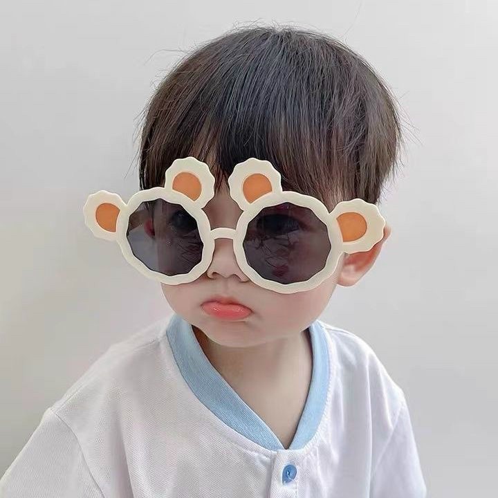Kính mát trẻ em JJ1927 gọng nhựa, kiểu kính họa tiết hoạt hình đáng yêu, tròng chống tia UV dành cho bé từ 1 đến 5 tuổi