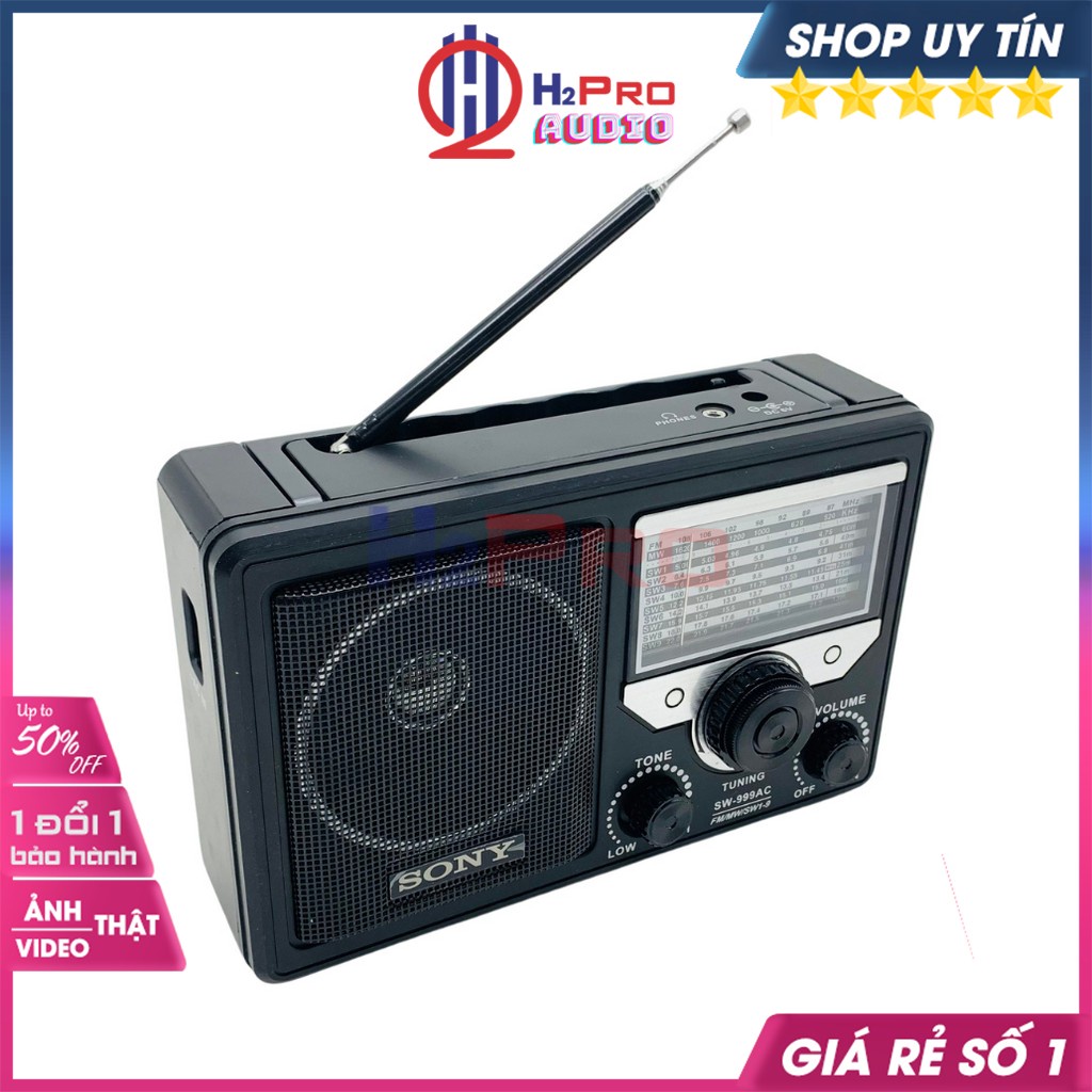 Đài Radio Cho Người Già, Đài Radio Sony SW-999AC FM-MW-SW1-9, Bắt Khoẻ, Có Jack Tai Nghe (Quà 20K 2 Pin Đại)-H2Pro Audio