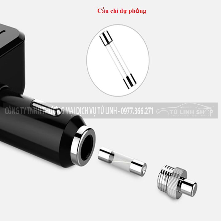 Bộ chia 2 cổng tẩu, 2 cổng usb chính hãng Hyundai hiển thị điện áp ô tô