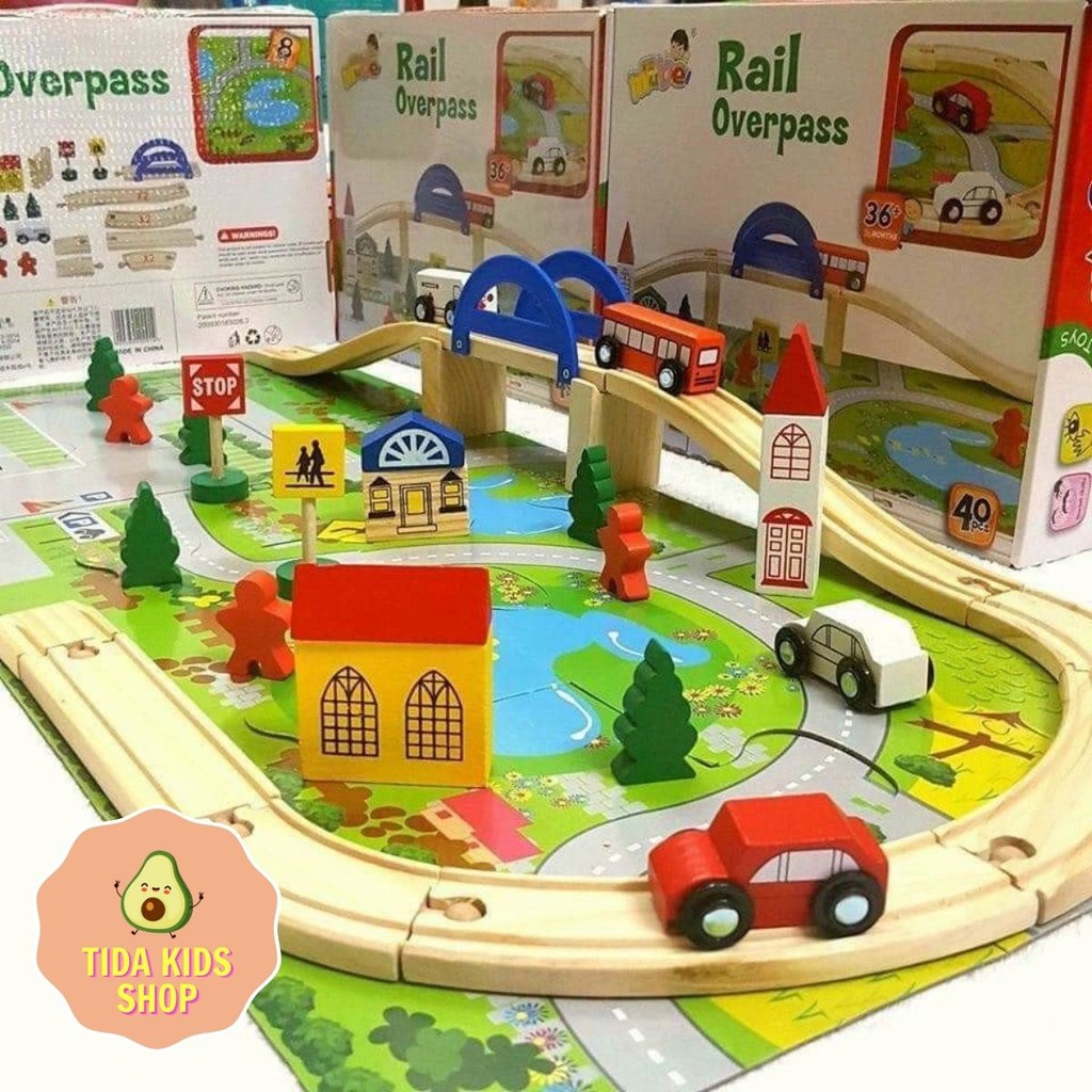 Đồ Chơi Gỗ ❤ Freeship ❤ Đồ Chơi Thông Minh Lắp Ghép Mô Hình Giao Thông Rail Overpass ❤ Freeship ❤ TiDa Kids Shop