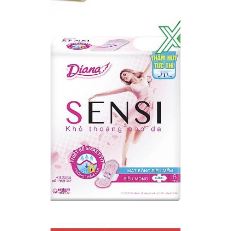 BĂNG VỆ SINH DIANA SENSI SIÊU MỎNG CÁNH 8M