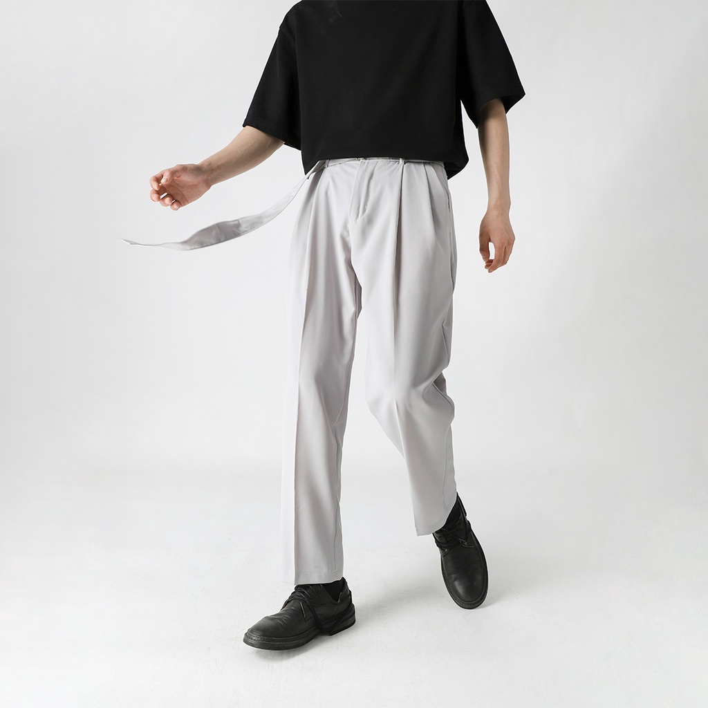 Quần baggy nam ống rộng cạp cao kèm đai ANYOUNG, Quần tây baggy nam kiểu dáng hàn quốc QD39