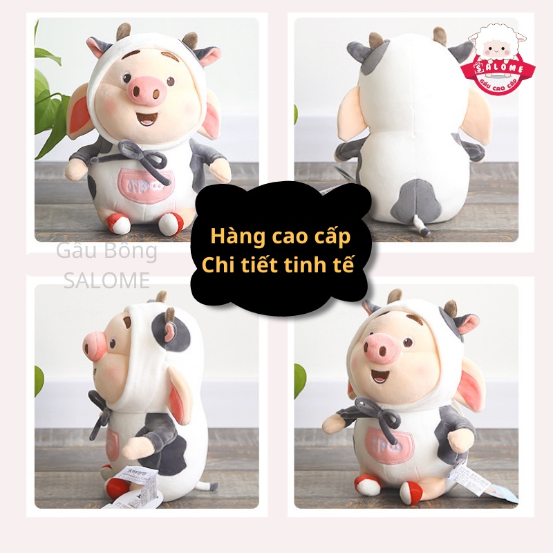 Gấu Bông Heo Tiktok Aó Bò Sữa Cute SALOME - Chất Liệu Cao Cấp - Gối Ôm Qùa Tặng