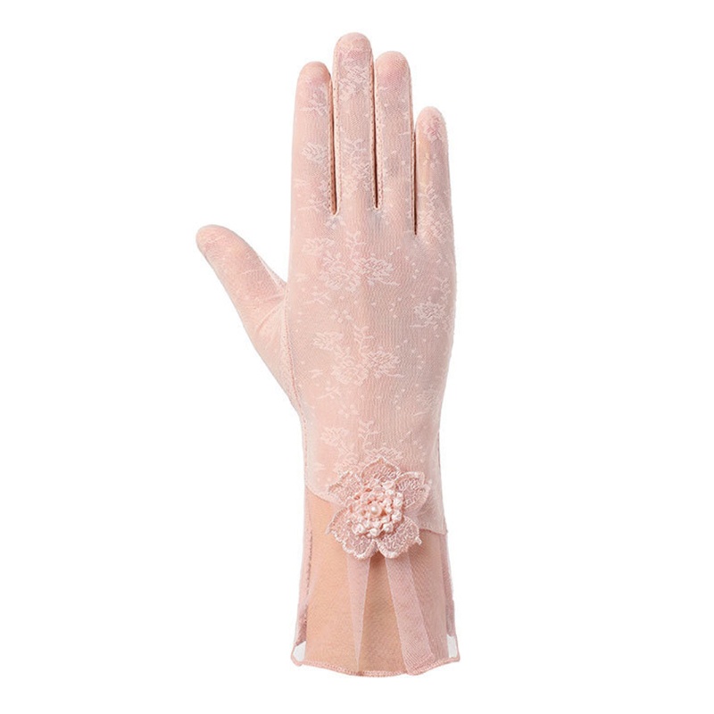 Găng Tay Dài Co Giãn Trang Trí Hoa Chống Tia UV Bảo Vệ Xuyên Thấu Cho Nữ
