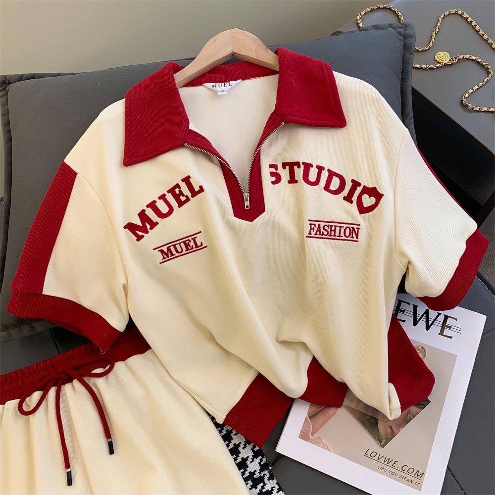 Set Áo Thun Dáng Ngắn + Quần Short Thời Trang Cho Nữ