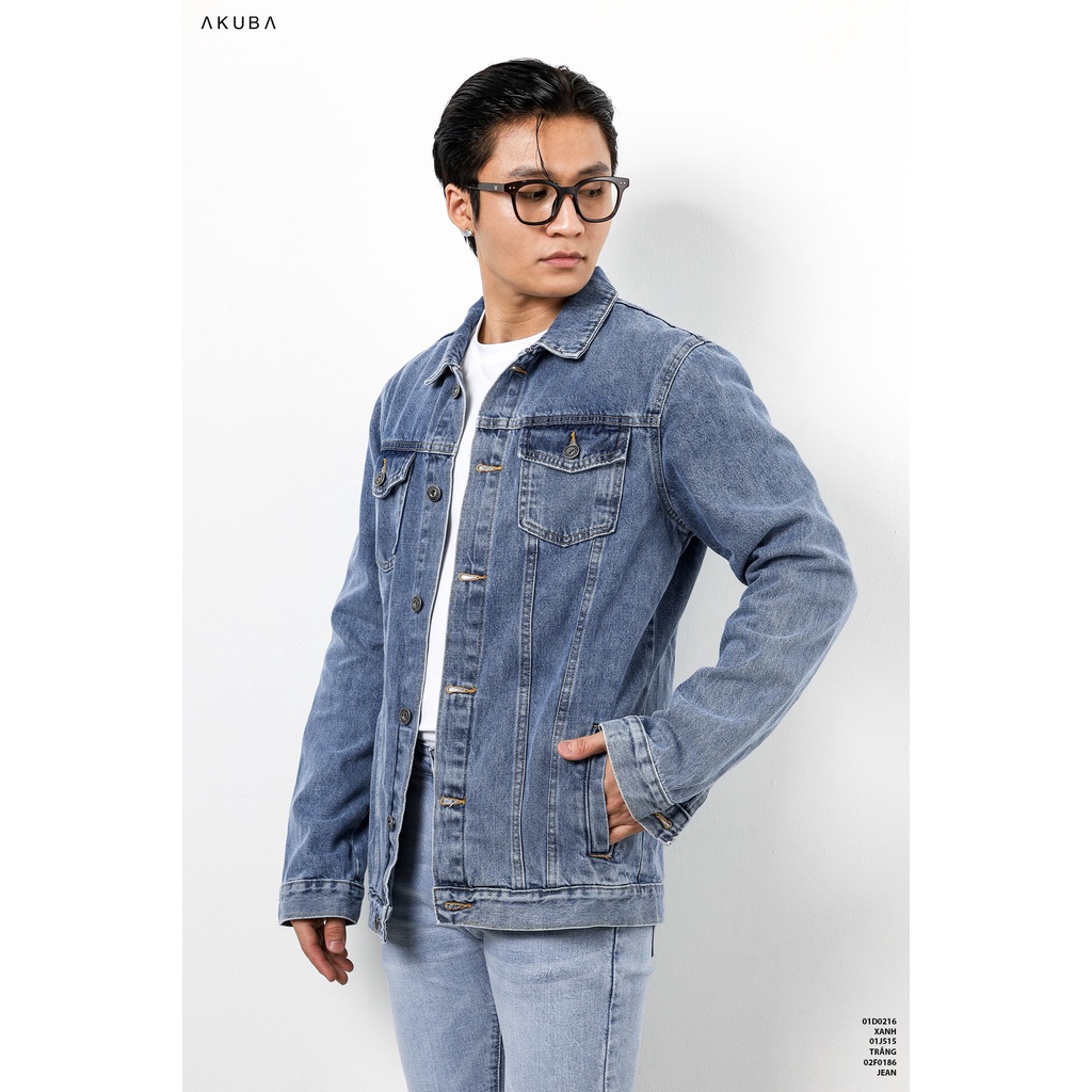 Áo Khoác Jeans nam form slimfit AKUBA phong cách Hàn Quốc| 01D0216