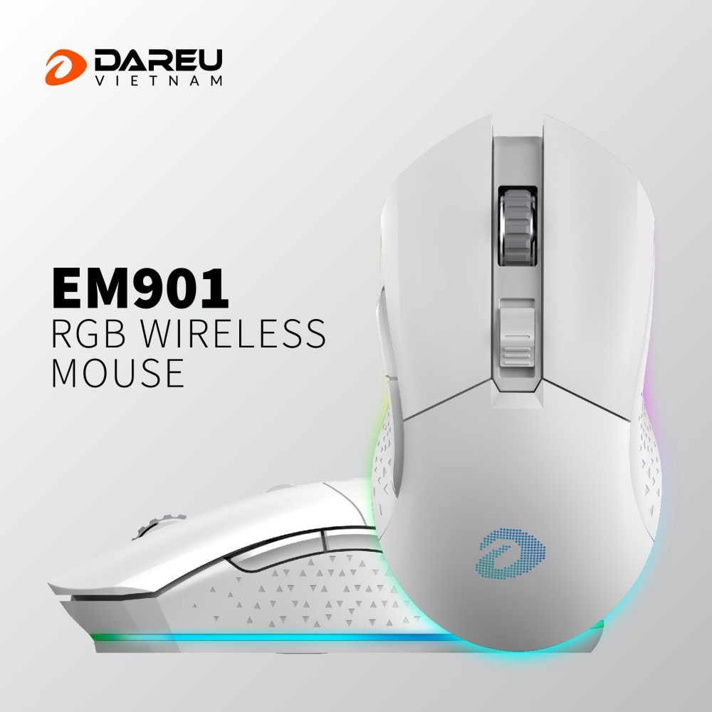 Chuột không dây chơi game DAREU EM901 RGB WHITE Hàng Chính Hãng