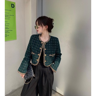 Áo khoác dạ tweed dáng ngắn