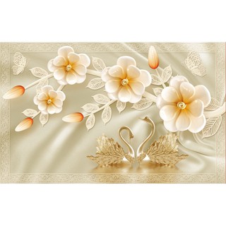 Tranh dán tường 3D Hoa ngọc sang trọng 60*90