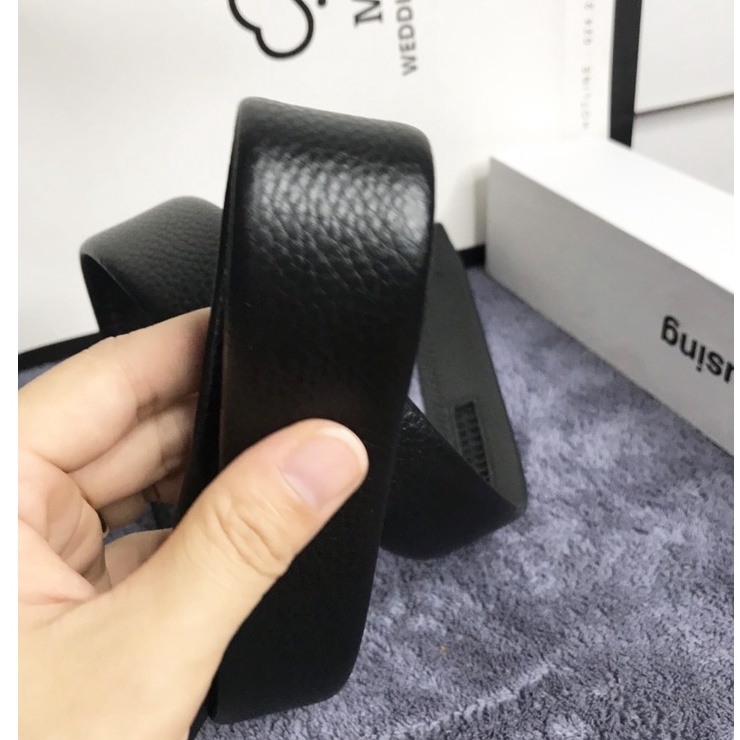 Dây lưng nam da bò dây nịt nam da thật rộng 3.5cm thắt lưng tự động không kèm mặt có răng cưa