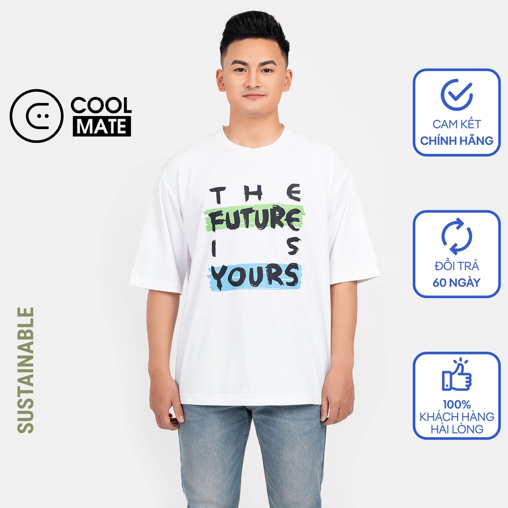 Áo thun OVERSIZE in The Future Is Yours CLEAN VIETNAM - màu Trắng - thương hiệu Coolmate CW