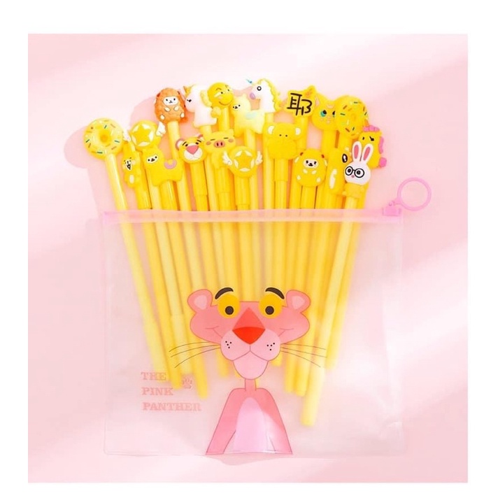 Set 10 bút bi ngộ nghĩnh, vỏ bút màu vàng