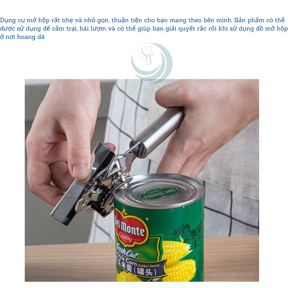 &quot;Dụng cụ mở nắp lon khui hộp / bia đa năng chất liệu inox tay cầm chống trượt 20.5x7.5cm&quot;