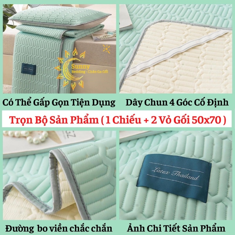 Chiếu Điều Hoà Cao Su Non Latex Vải Lụa Tencel, ( Hàng Nhập Loại 1 Mát Mềm Mịn )