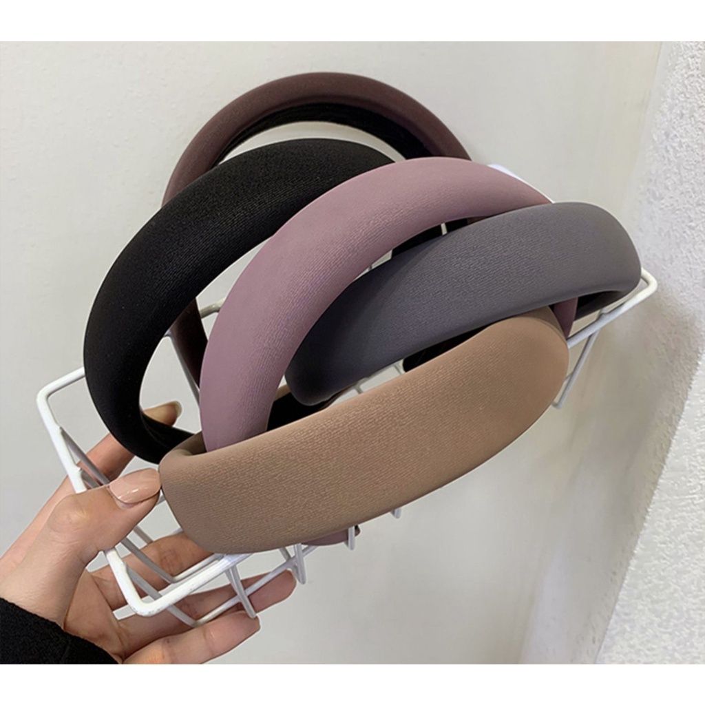 Băng đô bản rộng 3cm bằng da PU thời trang dành cho nữ