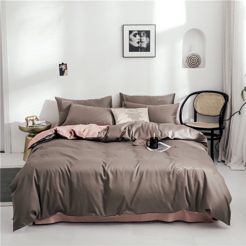 Bộ chăn ga gối chất cotton lụa sumoi 4 món